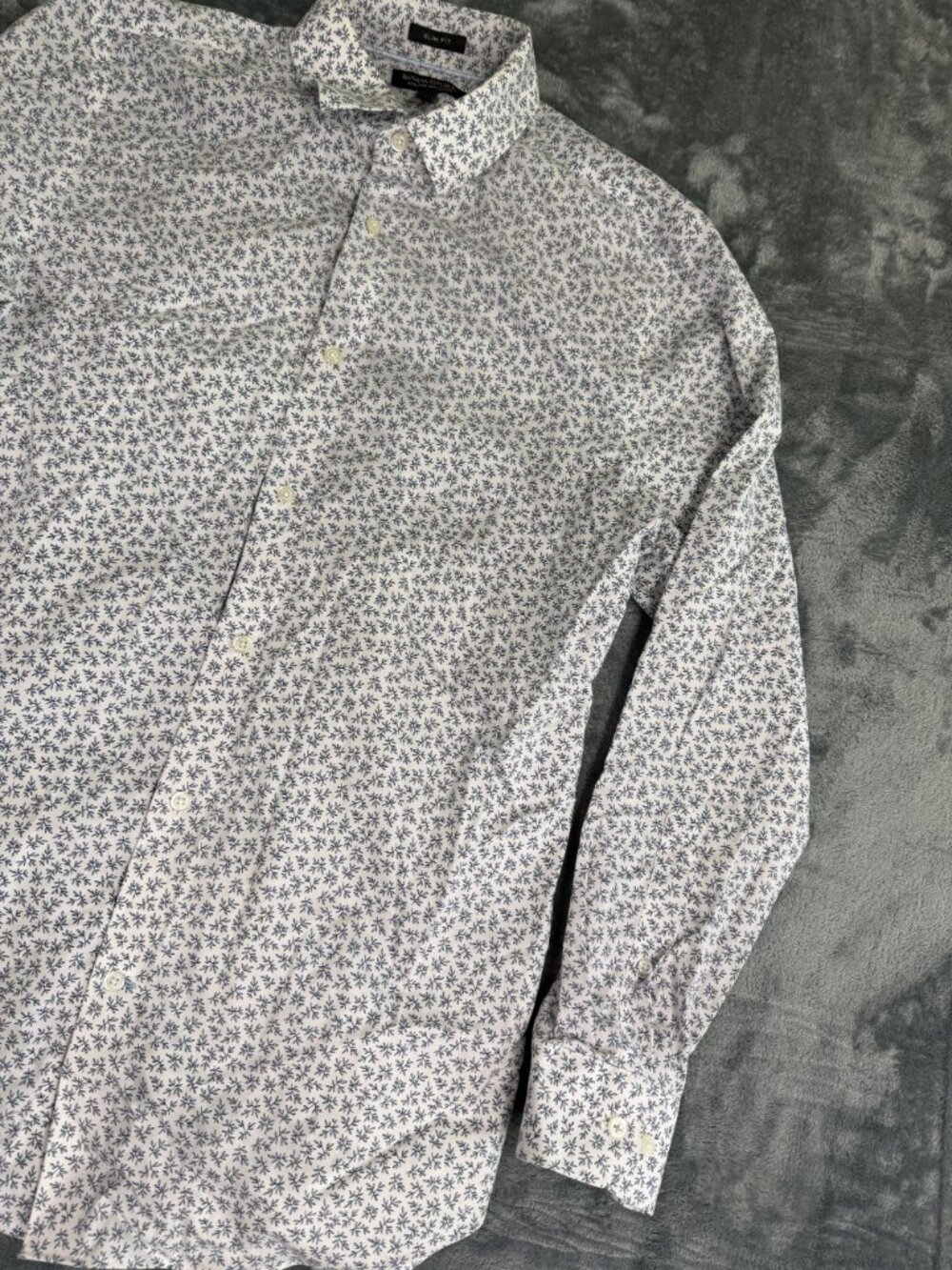 Banana Republic Mens Slim Fit Long Sleeve Floral Print Shirt L Non-Iron - Picture 2 of 8